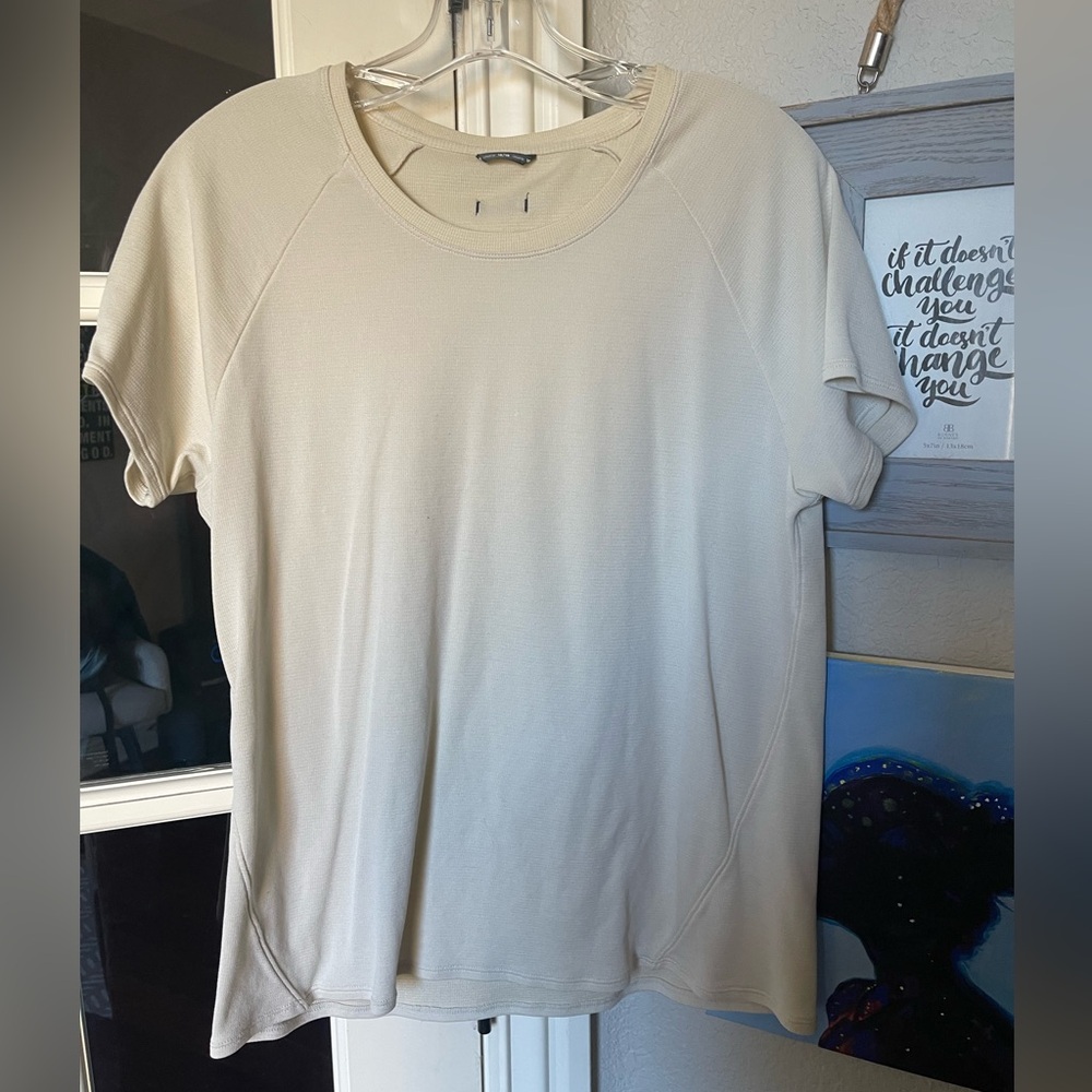 Oiselle Air Weave Ivory Beige Short Sleeve Tee